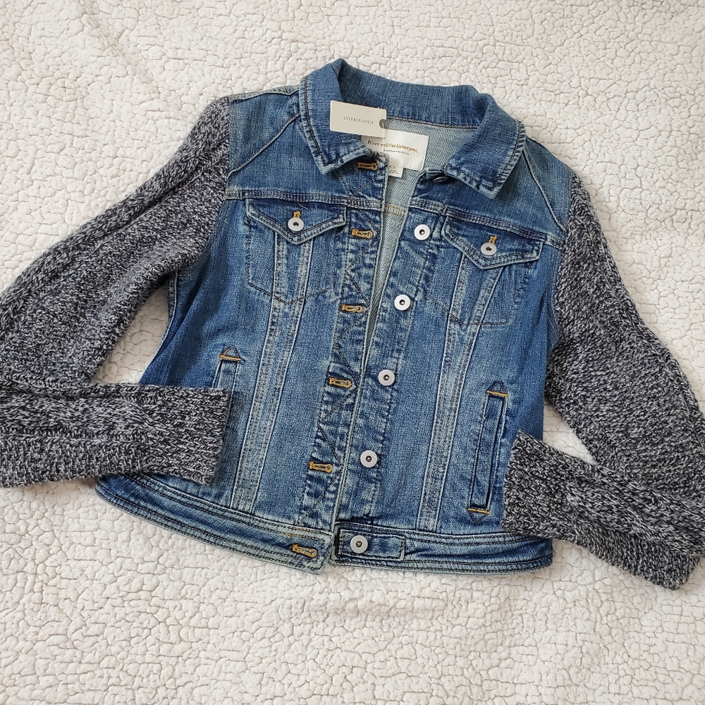 Pilcro and the Letterpress Mixed Media Denim Jacket Size S